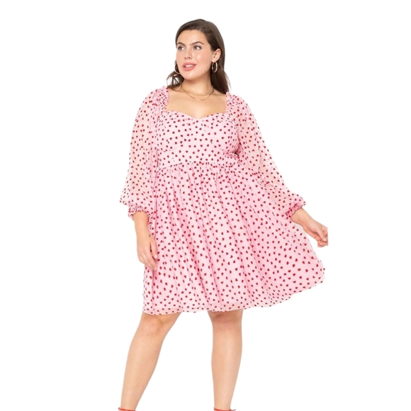 Eloquii Dresses & Skirts - Eloquii pink and red heart textured mini dress Women's Plus Size 20 Fit & Flare